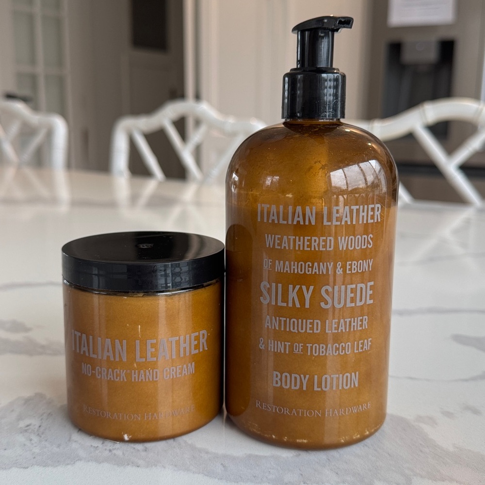 RESTORATION HARDWARE Italian Leather Body Lotion 16oz Full Size Rare HTF DISC